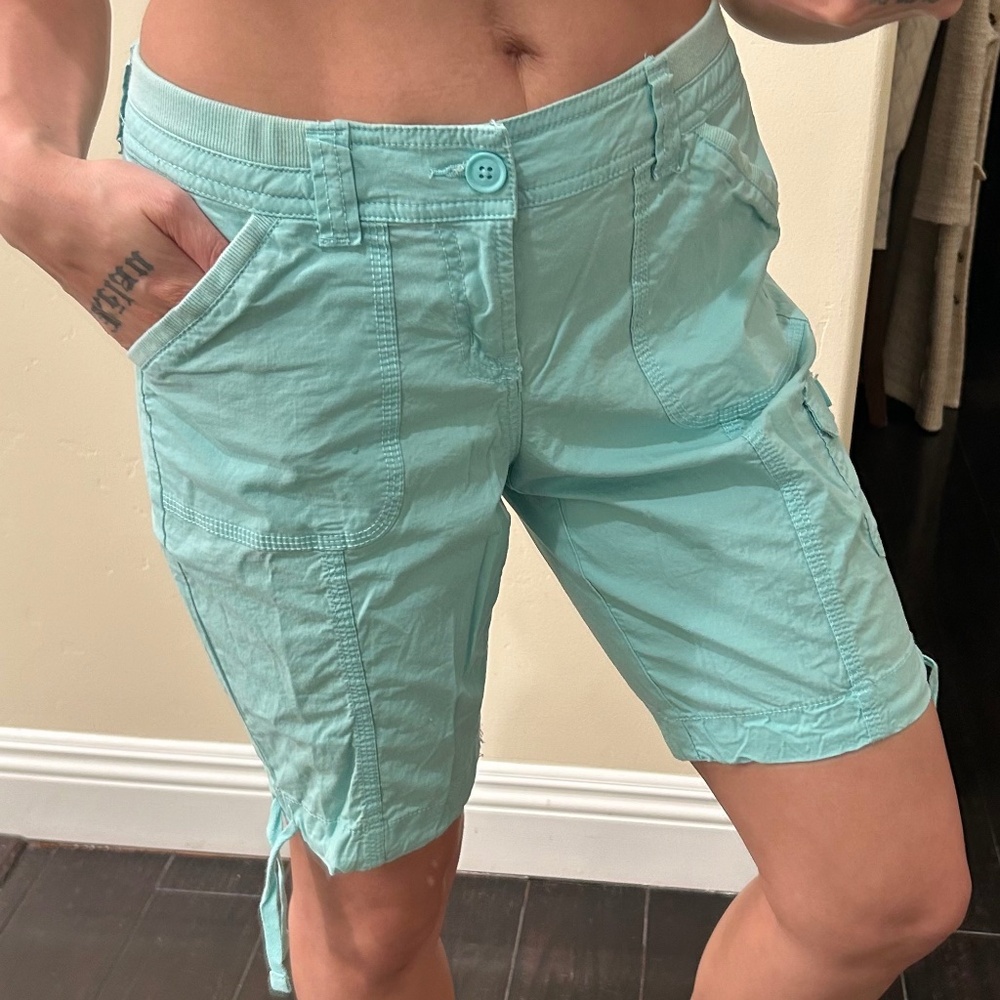 St. John's Bay Cotton Stretch Cargo Shorts Teal Size 4P